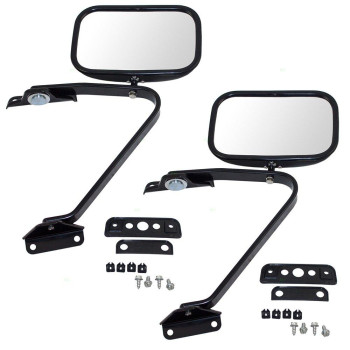 Pair Set Manual Side View Mirrors 5x8 Swing Lock with Plastic Housing Replacement for 80-97 Ford Pickup Truck SUV E5TZ 17696 A