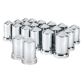 United Pacific 10117 33mm X 3-3/16 Chrome Plastic Pointed Nut Covers W/Flange - Push-On (Color Box Of 20)