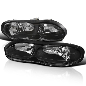 Spec-D Tuning Black Clear Headlights Compatible with Chevy Camaro Z28 1998-2002 L+R Pair Head Light Lamp Assembly