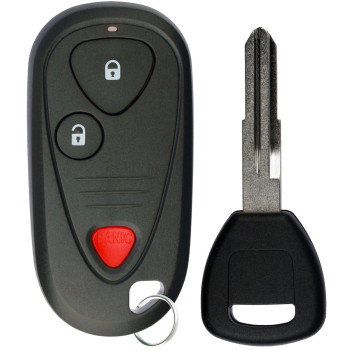 KeylessOption Keyless Entry Car Remote Fob With Uncut Ignition Transponder Key Replacement For E4EG8D-444H-A