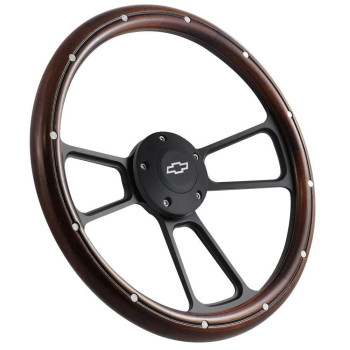 14 Real Mahogany Wood Steering Wheel w/Black Chevy Horn for Chevy C/K Series Truck