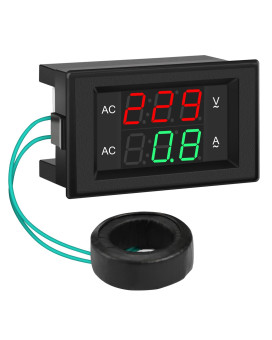 Volt Amp Meter, DROK AC 500V 200A Digital Voltmeter Ammeter Panel, 0.39 Inches LED 2in1 Multimeter, 2-Wire Voltage Amperage Tester Gauge with Current Transformer