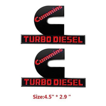 Yoaoo 2X OEM Black Cummins Turbo Diesel Emblem Badges Replacement for 2500 3500 Fender Emblem Matte Red