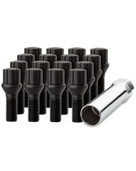 DPAccessories 16 Black 12x1.5B Spline Tuner Lug Bolts for Aftermarket Wheels - 27mm Shank BS27K2HE-BK04016