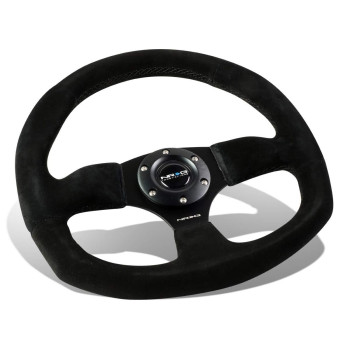 NRG Innovations RST-009S Race Style Suede Leather Steering Wheel with Black stitch