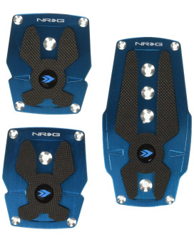 NRG Innovations PDL-200BL Brushed Blue Aluminum Sport Pedal with Black Rubber Inserts MT