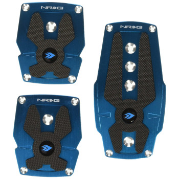 NRG Innovations PDL-200BL Brushed Blue Aluminum Sport Pedal with Black Rubber Inserts MT