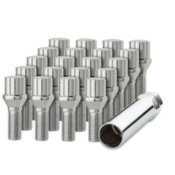 DPAccessories 20 Chrome 12x1.5B Spline Tuner Lug Bolts for Aftermarket Wheels - 27mm Shank BS27K2HC-CH04020