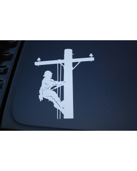 Lineman Sticker - Choose Color and Size (V285) (6 X 5, Silver)