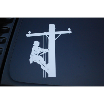 Lineman Sticker - Choose Color and Size (V285) (6 X 5, Silver)