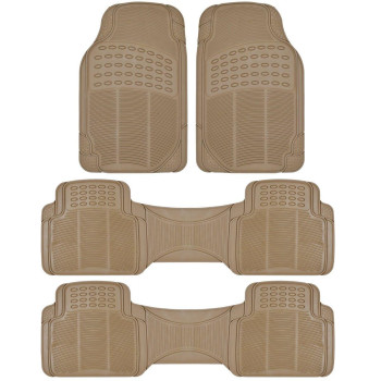 BDK Car SUV and Van Floor Rubber Mats - 3 Rows 4 Pieces, Heavy Duty All Weather Protection (Gray) - MT-783-781-GR