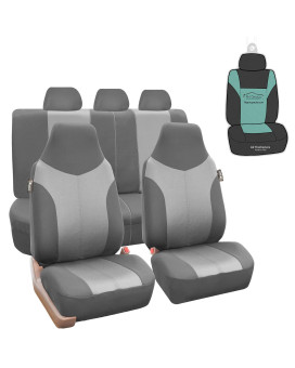 FH Group Car Seat Covers Airbag Compatible Full 1-Piece Front Seat Covers Set Supreme Twill Seat Cover Universal Fit Split Bench Rear Light Gray Car Seat Cover for SUV, Sedan Automotive Seat Covers