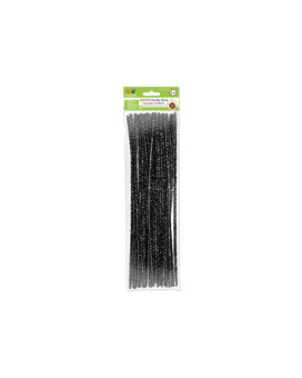 Krafty Kids gc025A, Tinsel chenille Stems, glitter Pipe cleaners, 6mm by 12in, Black, 35-Piece, 14 x 12 X