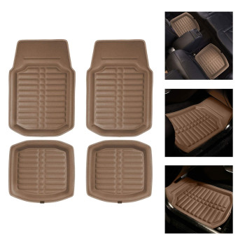 FH group F14409SOLIDBEIgE Universal Fit for all weather protection Deep Tray Style Solid Beige Automotive Floor Mats fits most cars, SUVs, and Trucks, 4 Piece