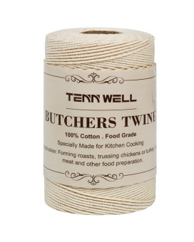 Tenn Well Cooking Twine, 3Ply 656Feet 1mm Food Safe Cotton Kitchen String Butchers Twine for Roasting, Trussing Turkey, Tying Meat, Making Sausage, Baking and More