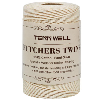 Tenn Well Cooking Twine, 3Ply 656Feet 1mm Food Safe Cotton Kitchen String Butchers Twine for Roasting, Trussing Turkey, Tying Meat, Making Sausage, Baking and More