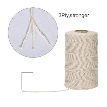 Tenn Well Cooking Twine, 3Ply 656Feet 1mm Food Safe Cotton Kitchen String Butchers Twine for Roasting, Trussing Turkey, Tying Meat, Making Sausage, Baking and More