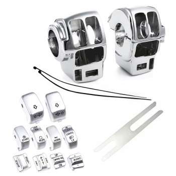 Chrome Switch Housings Caps Set for Harley Davidson Electra Glide Road King Tri Glide 1996-2013