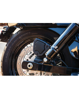 Kuryakyn 6553 Motorcycle Accent Accessory: Mesh Rear Caliper Cover for 2008-17 Harley-Davidson Dyna & Softail Motorcycles, Satin Black