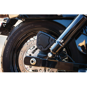 Kuryakyn 6553 Motorcycle Accent Accessory: Mesh Rear Caliper Cover for 2008-17 Harley-Davidson Dyna & Softail Motorcycles, Satin Black