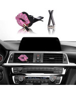 MINI-FACTORY Car Bling Interior Accessories, Car Air Vent Rhinestone Diamond Decoration - Pink Lipstick (Length:2 Inch)