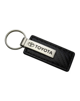 Toyota Black Carbon Fiber Leather Logo Key Chain Metal