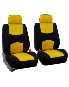 FH Group Front Set Flat Cloth Automotive Seat Covers -Universal Fit for Cars Trucks and SUVs (Yellow/Black) FB050102