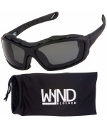 WYND Blocker Polarized Riding Sunglasses Extreme Sports Wrap Motorcycle Glasses (Black/PZ Smoke)