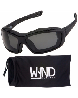 WYND Blocker Polarized Riding Sunglasses Extreme Sports Wrap Motorcycle Glasses (Black/PZ Smoke)