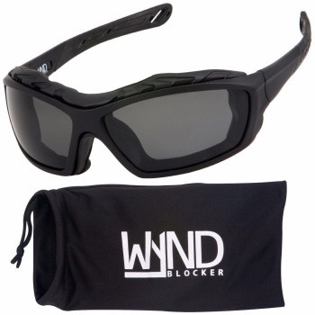 WYND Blocker Polarized Riding Sunglasses Extreme Sports Wrap Motorcycle Glasses (Black/PZ Smoke)