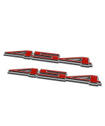 2 x Metal Emblem Decal Logo Trim Badge 454 (Red & Silver)