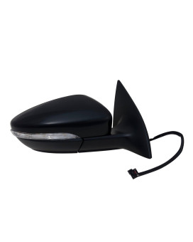 Fit System Passenger Side Mirror for Volkswagen Passat CC, Textured Black w/PTM Cover, w/Turn Signal, Puddle lamp, Foldaway, w/o auto dimming, w/o Memory, w/o Power Folding, Heated Power