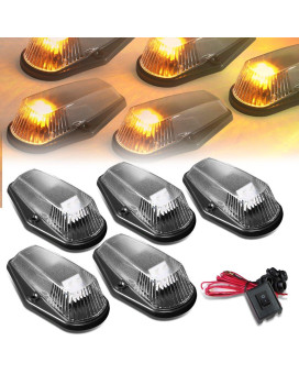 DNA Motoring CBL-F15080-BK-Y 5x LED Cab Roof Top Marker Lights+Switch [For 80-96 Ford F150/F250/F350/F450]