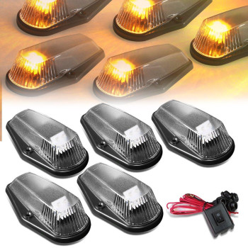 DNA Motoring CBL-F15080-BK-Y 5x LED Cab Roof Top Marker Lights+Switch [For 80-96 Ford F150/F250/F350/F450]