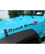 Beach Bum Decals with Tiki & Palm Tree - 2pc Hood Decal Set - Made for: Wrangler Islander Sport yj tj jk jku X - car Truck 4x4 Decals Stickers