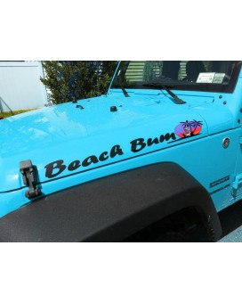 Beach Bum Decals with Tiki & Palm Tree - 2pc Hood Decal Set - Made for: Wrangler Islander Sport yj tj jk jku X - car Truck 4x4 Decals Stickers