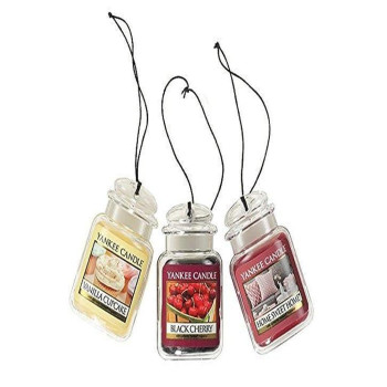 Yankee Candle Car Air Fresheners, Hanging Car Jar Ultimate 3-Pack, Neutralizes Odors Up To 30 Days, Includes: 1 Vanilla Cupcake, Black Cherry, and 1 Home Sweet Home