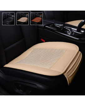 Suninbox Car Seat Covers,Ice Silk Car Seat Cushion Pad Mat[carbonized Leather] Ventilated Breathable Comfortable Interior Seat Covers,Cooling Bottom Seat Cover for Car [Beige Front Seat]