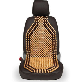 VaygWay Natural Wood Beaded Seat Cushion - Wooden Beaded Comfort Car Seat Cover -Double Strung Car Massaging Cool Comfort Cover Car Seat w/High Ventilation - for Car, Truck or Office Chair
