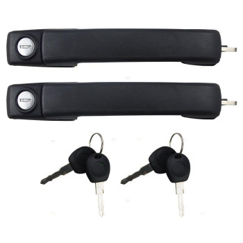 AutoandArt Brock Replacement Front Outside Black Door Handle with Lock Cylinder and 2 Keys Set Comaptible with 1993-1999 Golf 1993-1998 A3 1999 A4 1995-1999 Cabrio 1HM8372073FZ