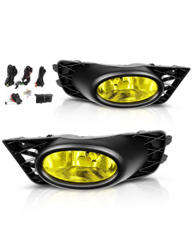 AUTOSAVER88 Fog Lights Compatible with 2009 2010 2011 Civic Sedan 09 10 11 Fog Lamps,with 12V 55W H11 Bulbs,Wiring Harness and Switch Yellow Lens