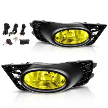 AUTOSAVER88 Fog Lights Compatible with 2009 2010 2011 Civic Sedan 09 10 11 Fog Lamps,with 12V 55W H11 Bulbs,Wiring Harness and Switch Yellow Lens