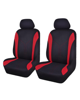 Flying Banner Car Seat Covers Front Seats and Rear Bench Mesh Fabric Rear Bench Split Polyester Cover Easy Installation SUV CAR Woman Lady Femal (Front Set, Black Red)