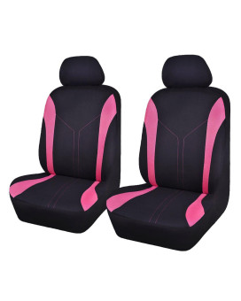 Flying Banner Car Seat Covers Front Seats and Rear Bench Mesh Fabric Rear Bench Split Polyester Cover Easy Installation SUV CAR Woman Lady Femal (Front Set, Black Pink)