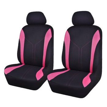 Flying Banner Car Seat Covers Front Seats and Rear Bench Mesh Fabric Rear Bench Split Polyester Cover Easy Installation SUV CAR Woman Lady Femal (Front Set, Black Pink)