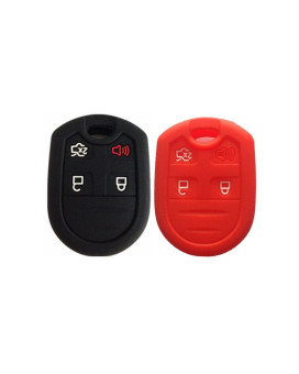 Black and Red Silicone Key Fob Case Cover Skin Key Jacket Keyless Smart Jacket Cover Protector for Expedition F150 F250-350 LINCOLN Navigator