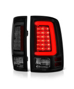 VIPMOTOZ Premium OLED Neon Tube Tail Light Lamp For 2013-2018 RAM 1500 2500 3500 - [Factory LED Model] - Matte Black Housing, Smoke Lens, Driver & Passenger Side