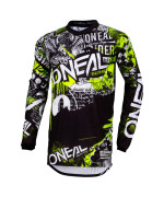 O'Neal mens V-neck Element Attack Jersey, Black/Hi-viz, Small US