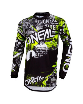 O'Neal mens V-neck Element Attack Jersey, Black/Hi-viz, Small US