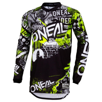 O'Neal mens V-neck Element Attack Jersey, Black/Hi-viz, Large US